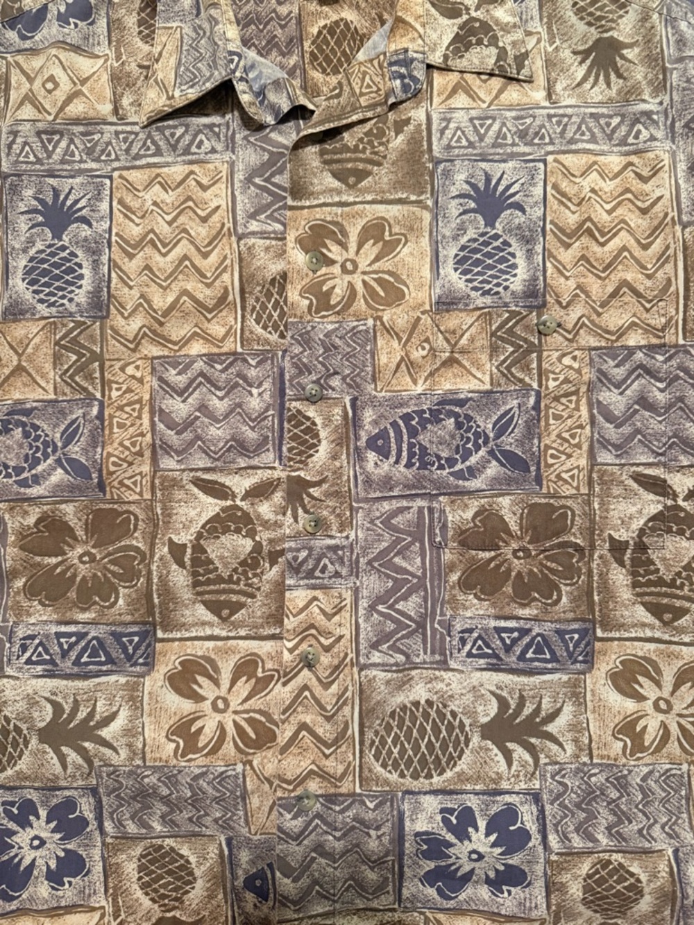 Vintage Pierre Cardin Hawaiian Shirt Mens Tan Tropical Camp Aloha - Large/Tall - Picture 3 of 5